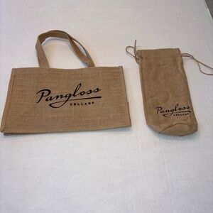 wine tote bag, jute burlap, Pangloss winery Sonoma, lot of 2